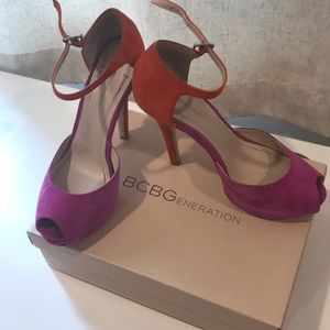 BCBG peep-toe platform heels